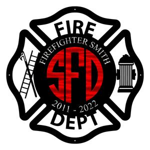 Personalized Firefighter Maltese Cross Cutout